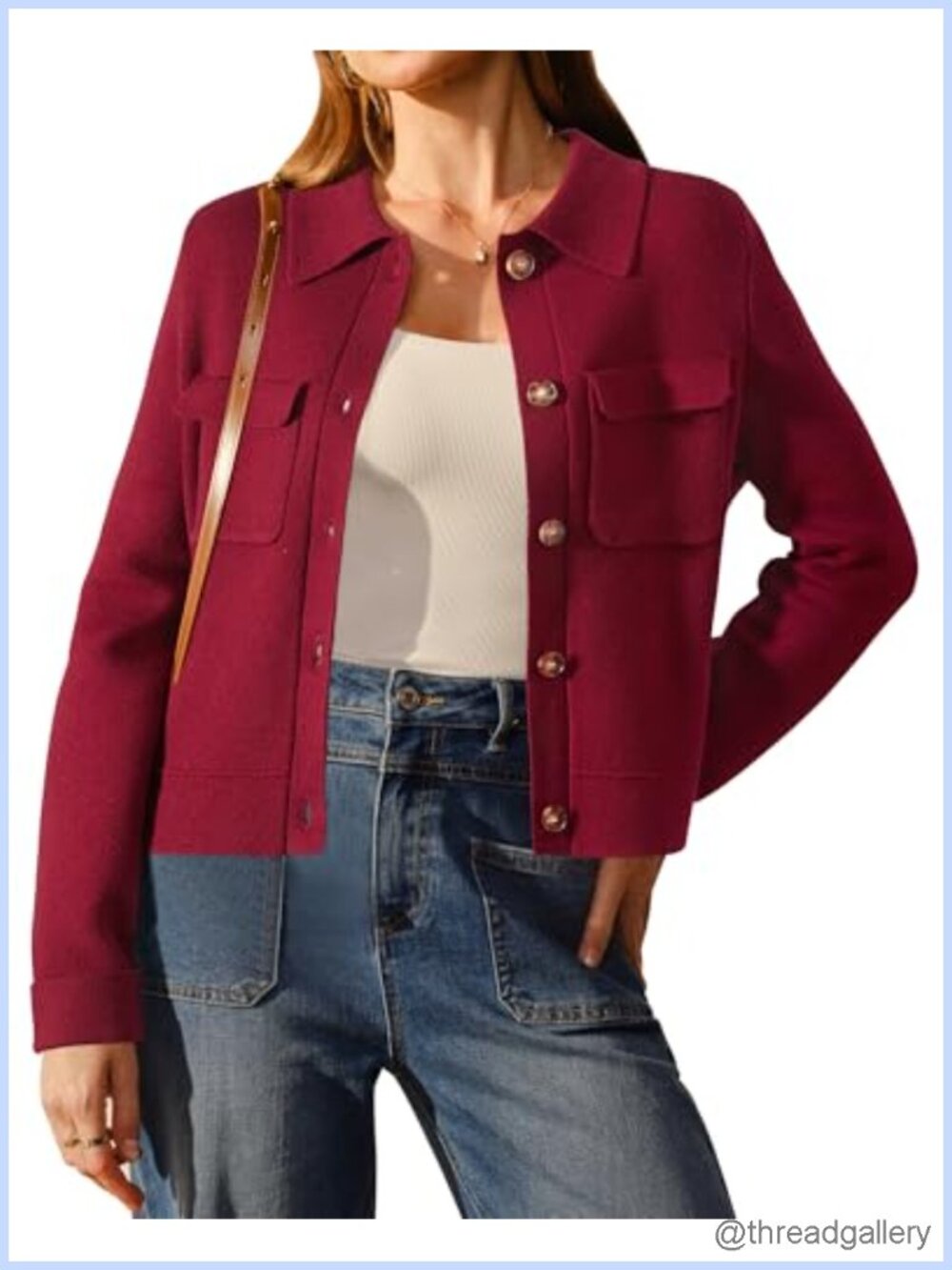 Wool Blend Cropped Cardigan Shacket Button Front